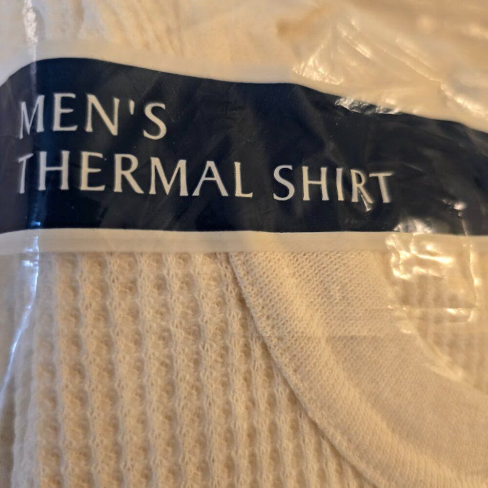 BASIC EDITIONS MENS IVORY THERMAL SHIRT CREW NECK COTTON BLEND SIZE MEDIUM NWT